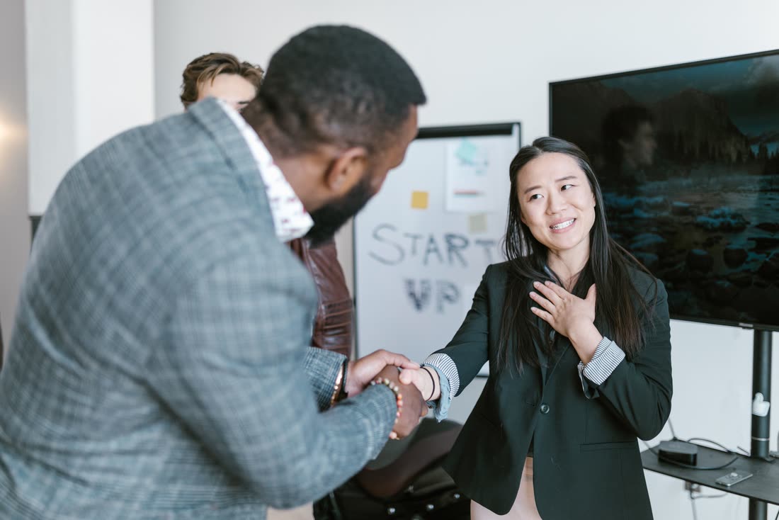 A warm welcome handshake